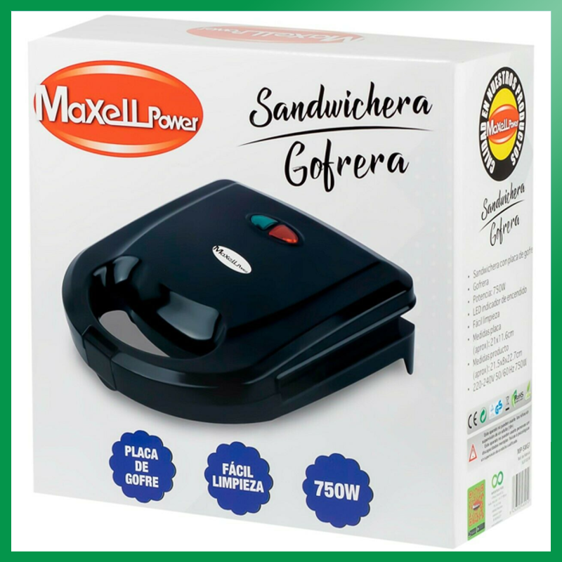 Sandwichera Tostadora Gofrera Tortitas para Gofres Pan Mini Crepera Aparato Máquina Eléctrica Multifunción de Cocina LED Antiadherente Waflera Waffle Huevo Barbacoa Panini Molde Placa Desayuno Enchufe EU 220v Negro