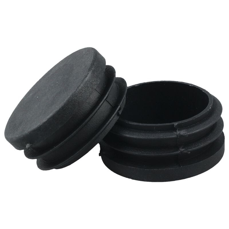 4 Pcs Black Plastic 40mm Dia Round Tubing Tube Insert Caps Covers