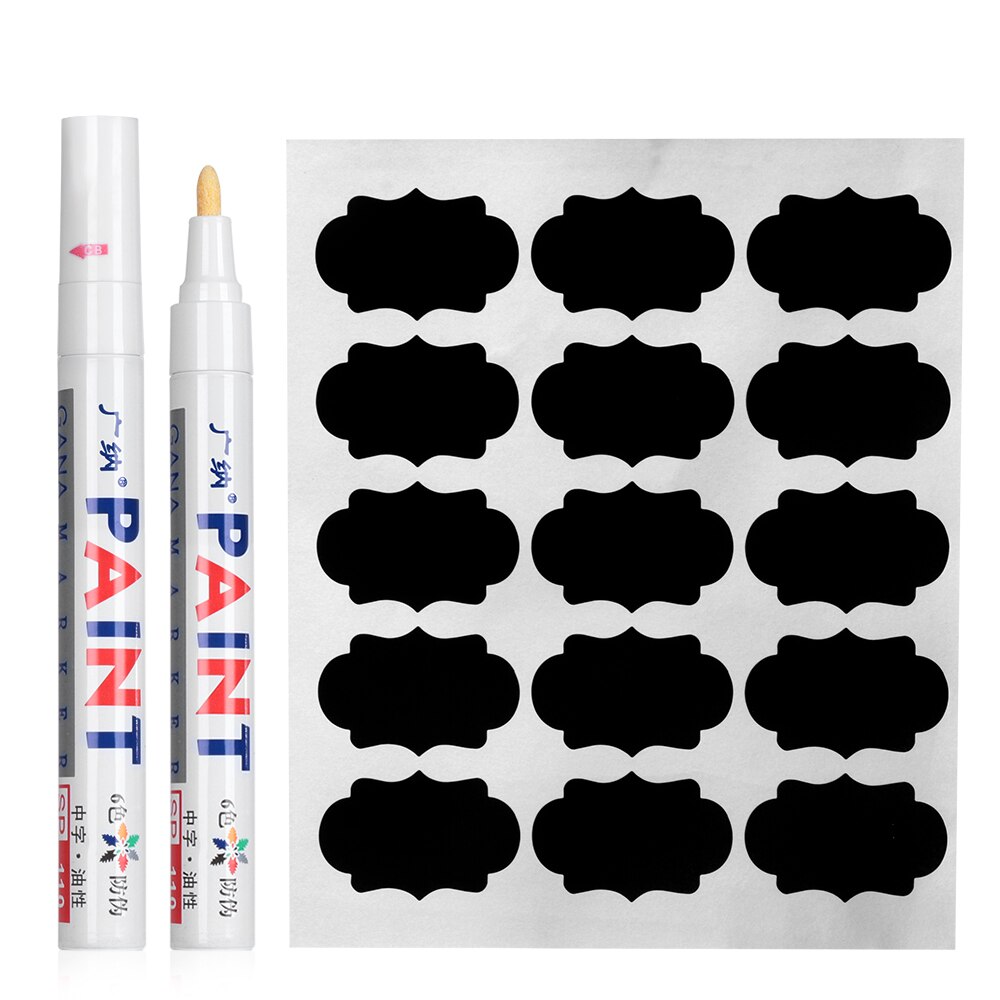 1 sæt sorte vandtætte etiketter klistermærker kridttavle krydderi syltetøjsglas flaske tags hjem køkken butik organiser arrangere tilbehør: 90 stk med pen