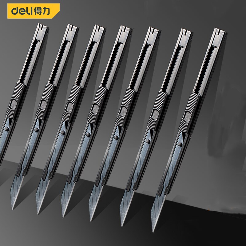Deli Retractable Stationery Utility Knife Small Box Cutter Art Knife 9MM Blades,Auto Lock Carbon Steel Sharp нож School Supplies