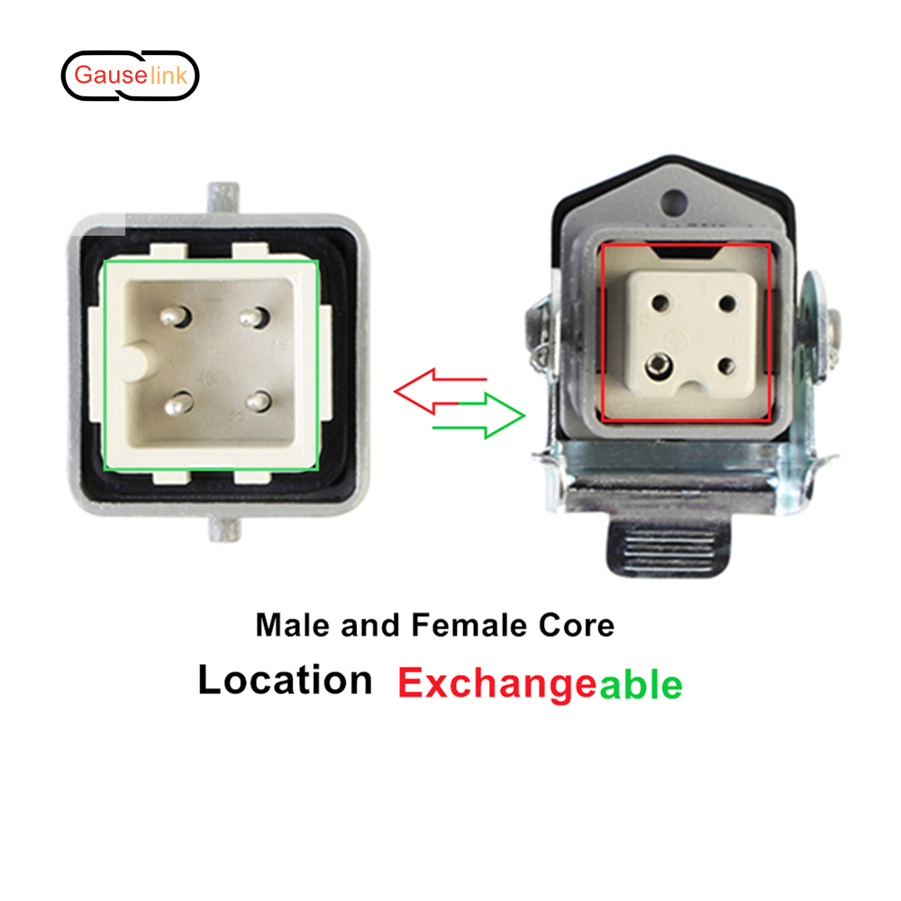 Heavy Duty Connector Aviation Plug Socket Rectangular Industrial HA- Series 4 5 6 8 Pin Water Proof IP65 Male Female 10A 16A