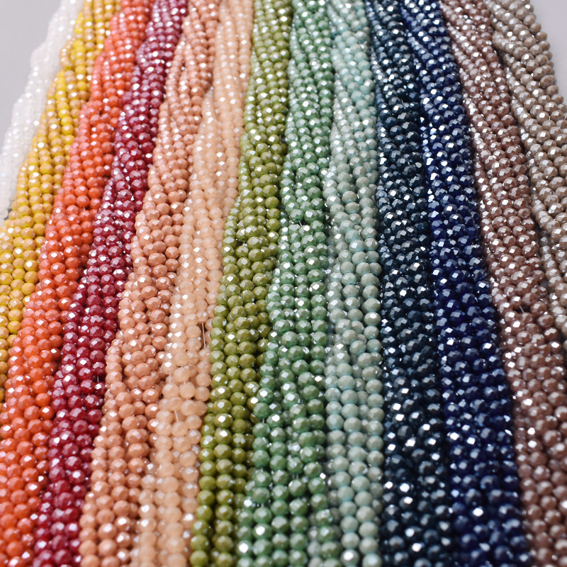 Shiny Color 4mm Rondelle Crystal Glass Beads Faceted Loose Spacer Glass Beads for Jewelry Making DIY Bracelet