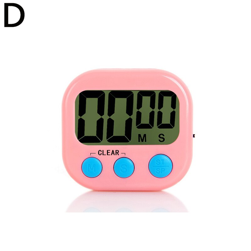 Magnetic Digital Timer For Cooking Study Shower Stopwatch Kitchen Timer Manual Electronic Countdown Alarm Clock Mechanical Study: Pink