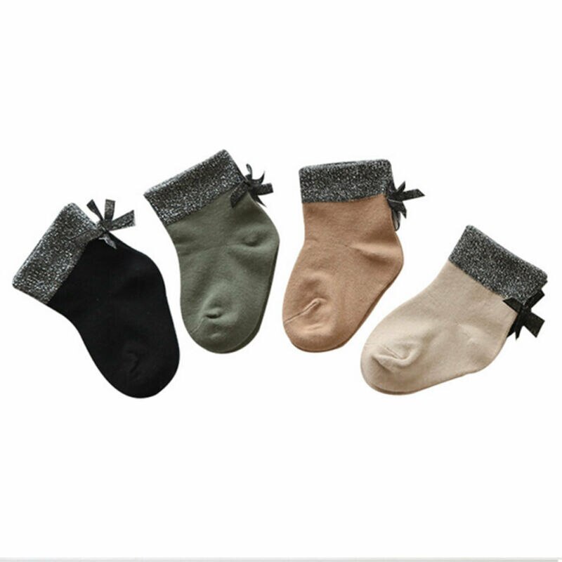 Brand Baby Girl Kid Socks Double Bow Knee High Autumn Winter Socks Patchwork Bow Socks 4 Colors 0-8Y