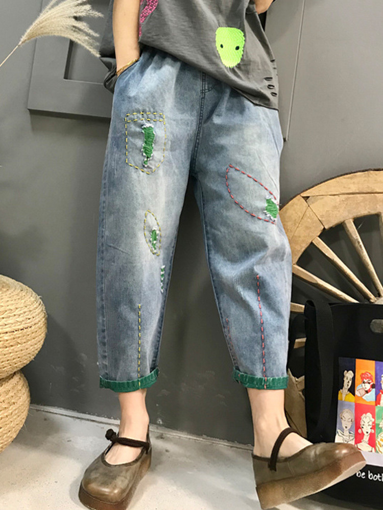 Max LuLu Korean Harem Pants Womens Summer Loose Ripped Denim Pants Ladies Classic Vintage Casual Jeans Punk Streetwear
