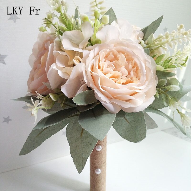 LKY Fr Hochzeit Strauß für Braut Brautjungfern Weiß Braut Blumensträuße Blumen Lila die Seide Pfingstrosen Hochzeit Strauß Hochzeit Liefert