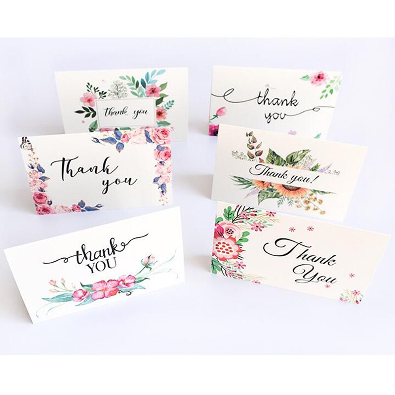 Mix stilar 6 st kort +6 st kuvert blomma "tack" kort meddelandekort diy dekoration gratulationskort 6 st / förpackning
