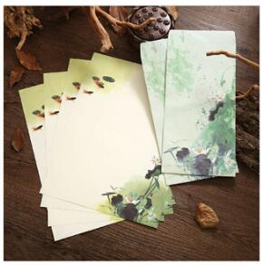 Conjunto de 4 letras de papel y 2 sobres de estilo chino, sobre Vintage para tarjetas de felicitación, papelería de postales, de viaje: E