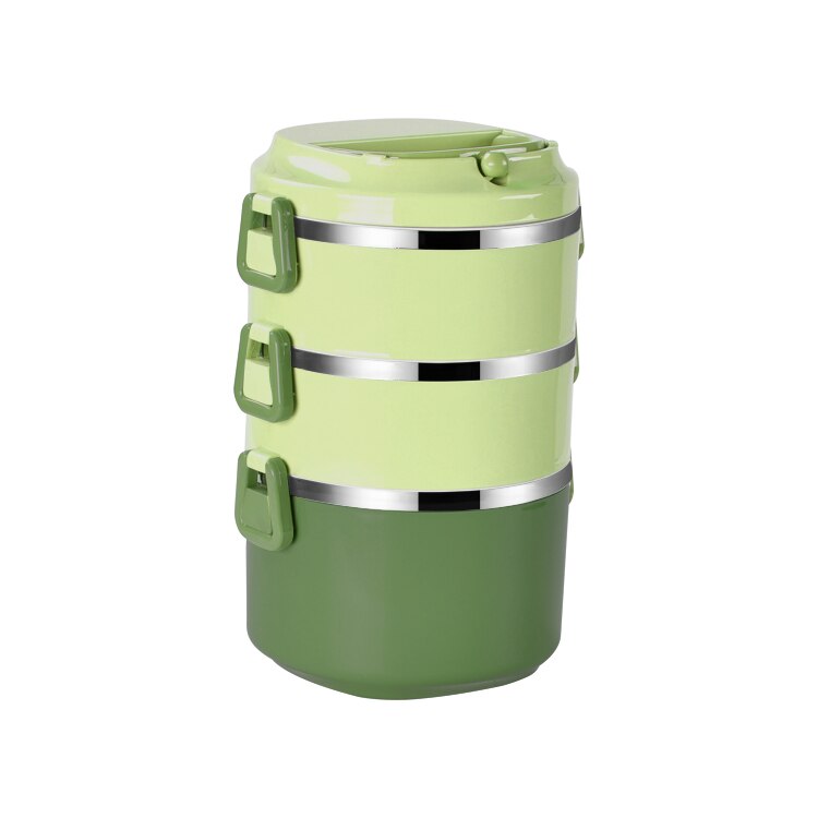 Rvs Lunchbox Voedsel Container 3 Layer Japanse Bento Lunch Box Voor Kinderen Draagbare Picknick Lekvrij Thermos Bento Box: Yellow