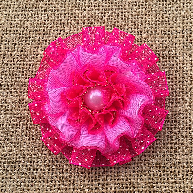 2pcs Cute Yarn ruffle Ellegant Ribbon Flowers rosettes Scrunchy gum for Elastic Hair Band Girls Headwear rubber bands