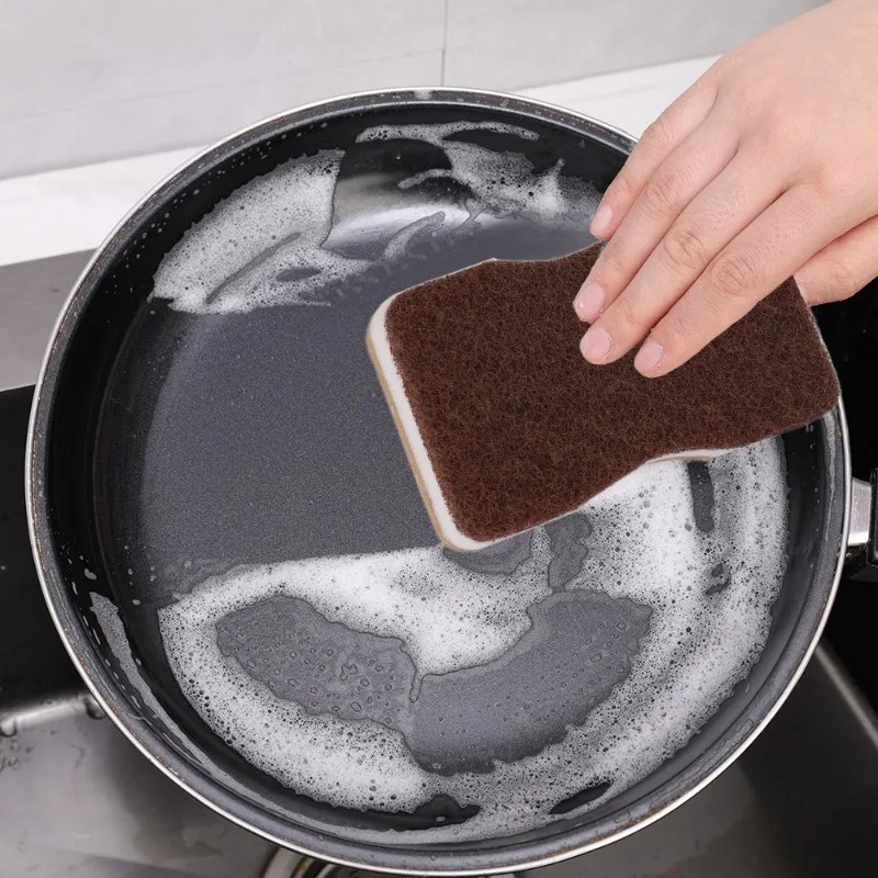 Esponjas de fregado de doble cara para cocina, esponja gruesa de fibra arenosa para algas marinas, toallitas de limpieza para lavar platos, almohadillas mágicas para fregar, 30/5 piezas