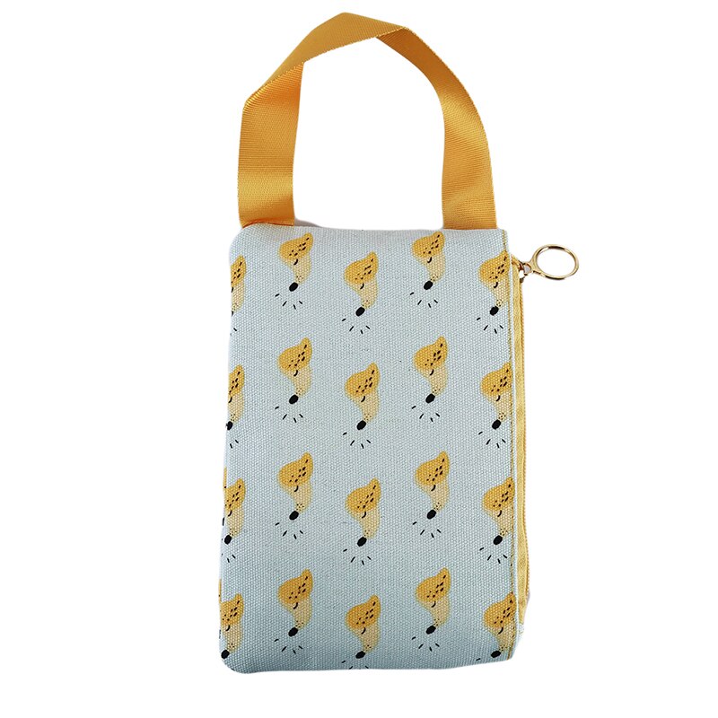 Cartoon Afdrukken Make-Up Tas Vrouwen Draagbare Sieraden Opbergtas Absorberende Kussens Toilettas Tassen Organizer Voor Cosmetica Case: Cute little yellow