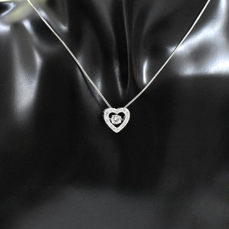 Colgante de Plata de Ley 925 con forma de corazón para mujer, collar con diamantes de imitación, con cierre de amor, Circonia cúbica, zirconia, circonita, zirconita, de joyería