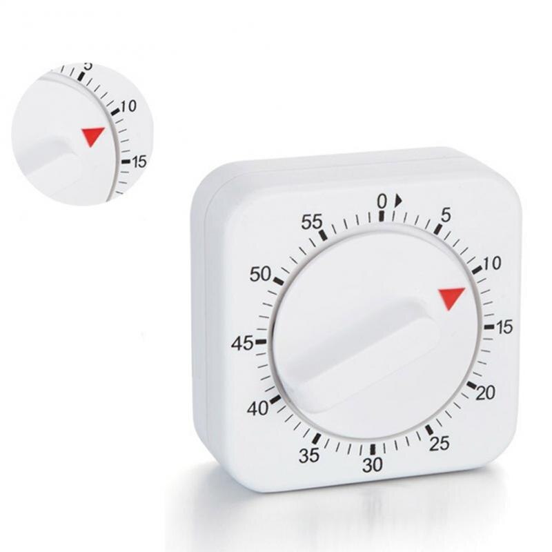 Contador de temporizador de cocina con forma de cuadrado blanca, temporizador mecánico para comida, temporizador de cocina, recordatorio de alarma