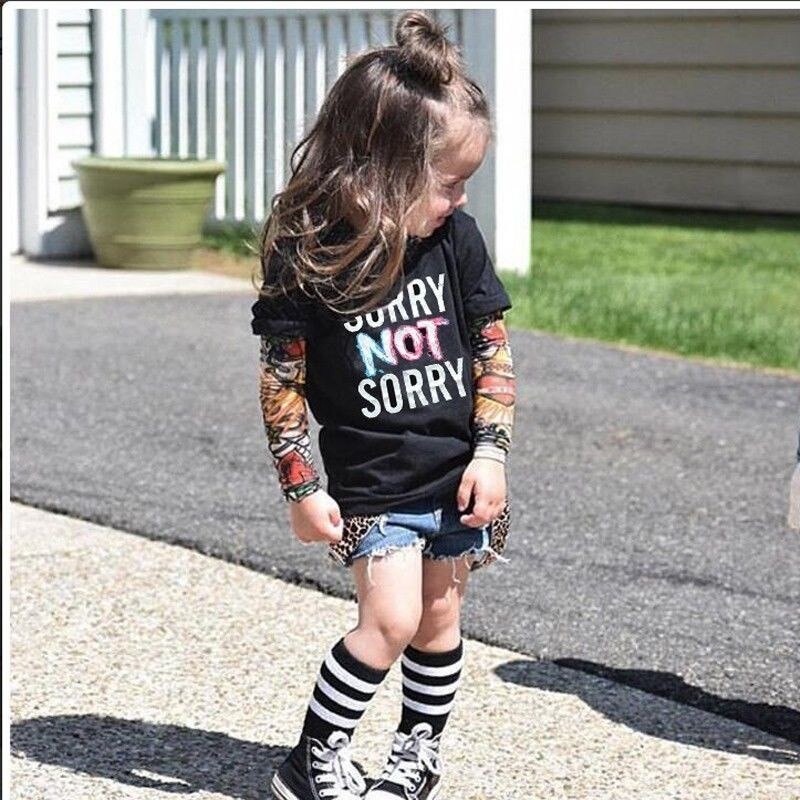 Zomer Kinderen Tattoo Mouw T-shirt Jongen Meisje Kinderen Mesh Lange Mouwen Katoen Tops Tees Novel Tops