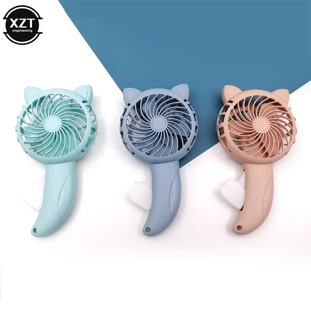 Mini Draagbare Hand Druk Ventilator Zonder Batterij Huishoudelijke Cartoon Koeling Airconditioner Voor Kinderen Kids Manual Fan 3 Kleuren