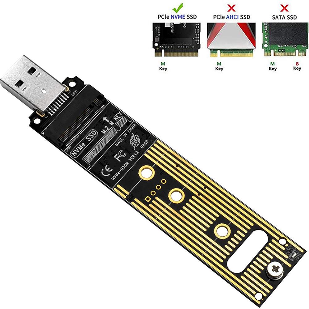 M2 nvme ssd-adapter pcie eksternt hårdt kabinet hdd-kort m .2 to usb 3.1 gen 2 10 gbps m nøgleadapter til 2242 / 2260 / 2280 ssd