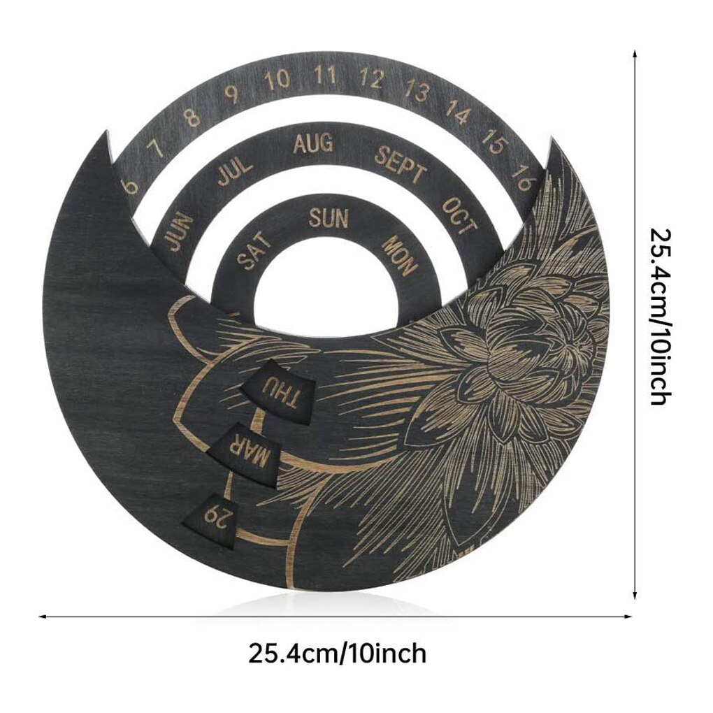 Hanging Perpetual Calendar Wooden Rotatable wall decoration Hand-Carved Adjustable Birthday Reminder Calendar Sign Board