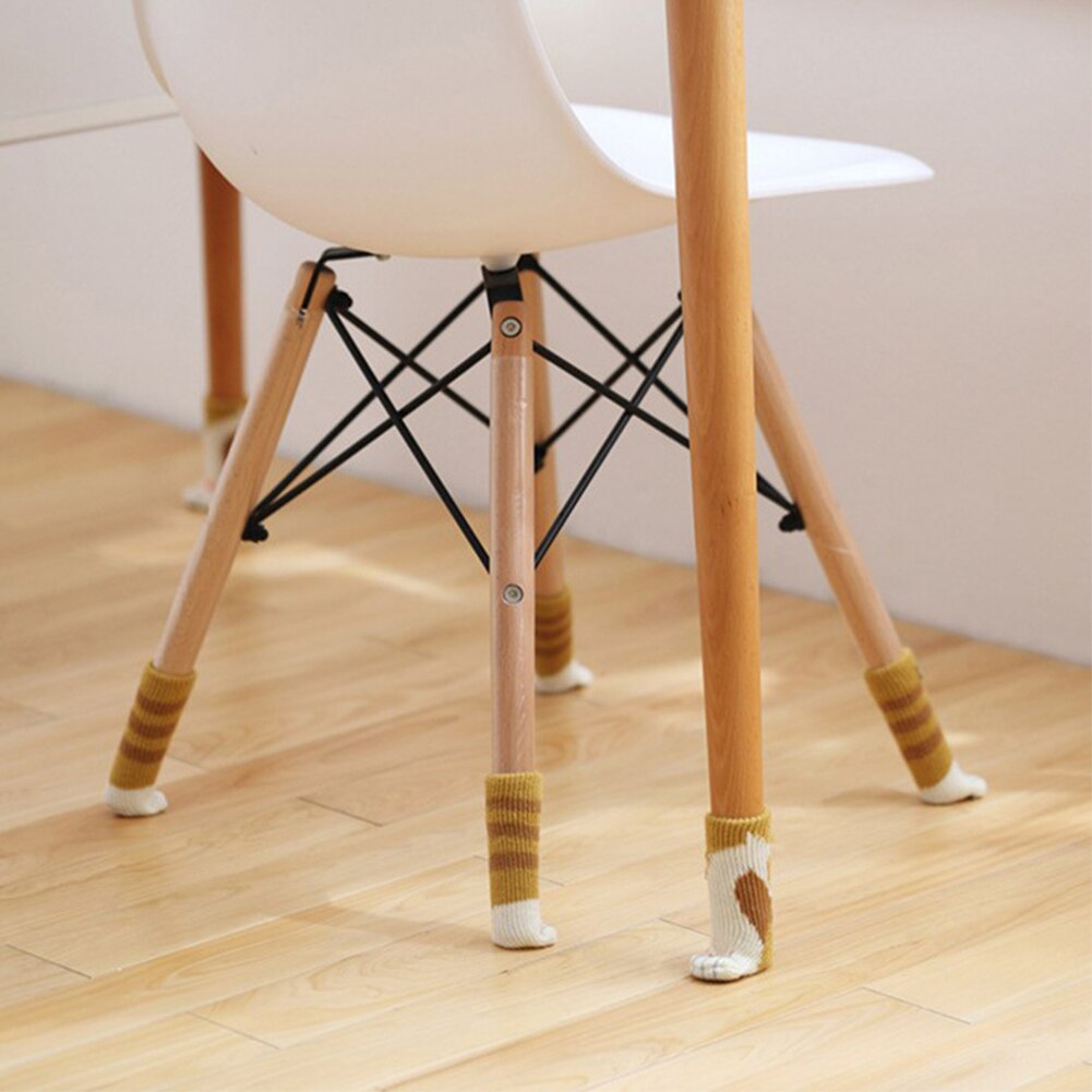 4 pièces chaussons de chaise manchon chaises tricotées jambes couverture pattes de chat chaises de protection jambe chaussettes Table étage antidérapant protecteur