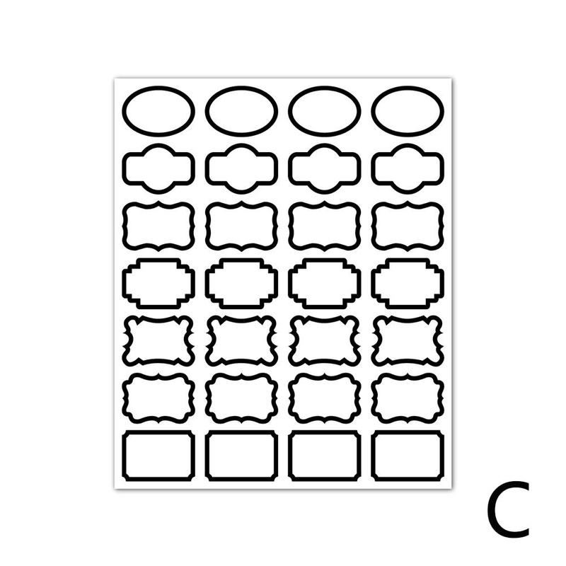 Transparent Food Spice Bottle Label Sticker Tri-color Rectangle Oval Lace Water Oil Proof Home Kitchen Bottle Can Fridge Magnet: C