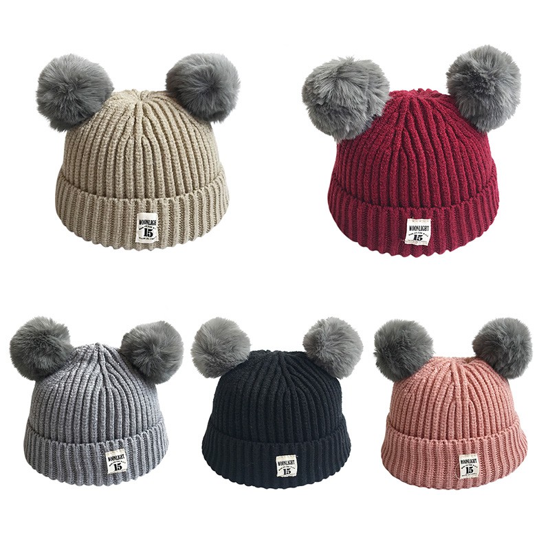 Baby Girl Boy Winter Hat Soft Warm Beanies Pompon Hat Elasticity Knit Hats Children Casual Solid Color Caps