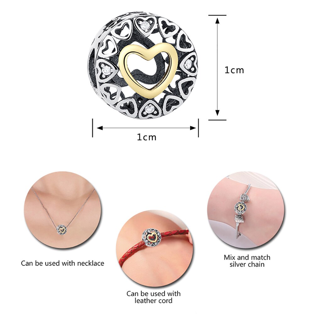 925 Sterling Zilveren Romantische Hart Bead Hollow Out Lover Charms Fit Originele Armband Diy Kralen