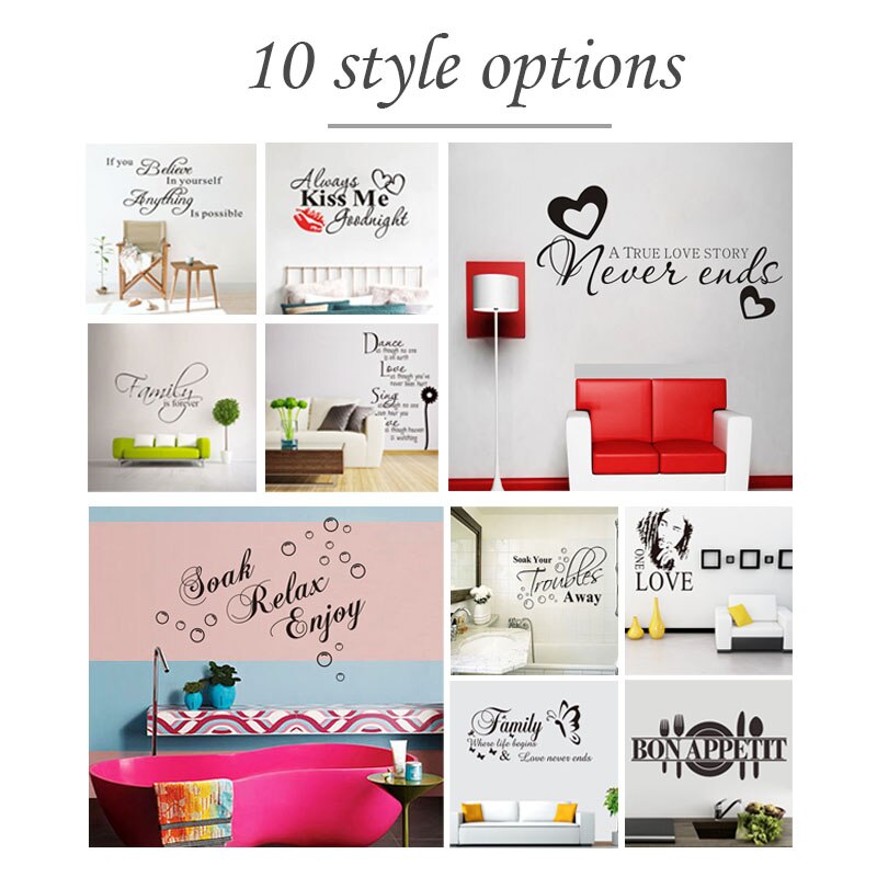 Sentence Letter Stickers English Alphabet Wall Sticker Modern Wall Decals Quotes Removable Self-Adhesive PVC Stickers Wallpaper