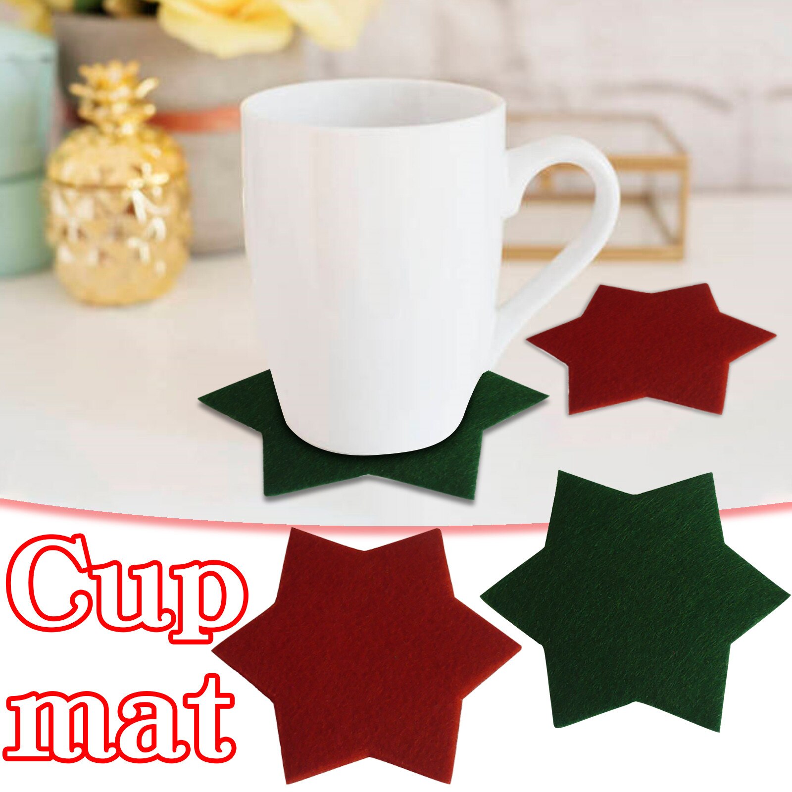 4Pc Restaurant Home Isolatie Antislip Zes-Point Star Placemat Cup Mat Tafelkleed Coaster Cup Pad Thuis gereedschap 10.5*10.5*1Cm