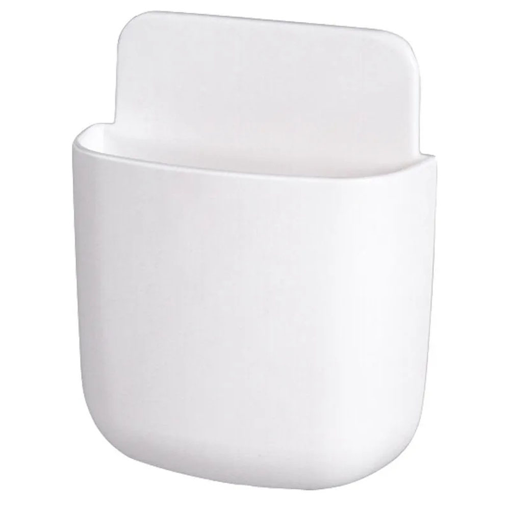 Storage Box Cosmetic Remote Control Holder Bathroom Rack Wall Shelf Adhesive Storage Case Home Organizer Wall Mounted Supplies: Blue