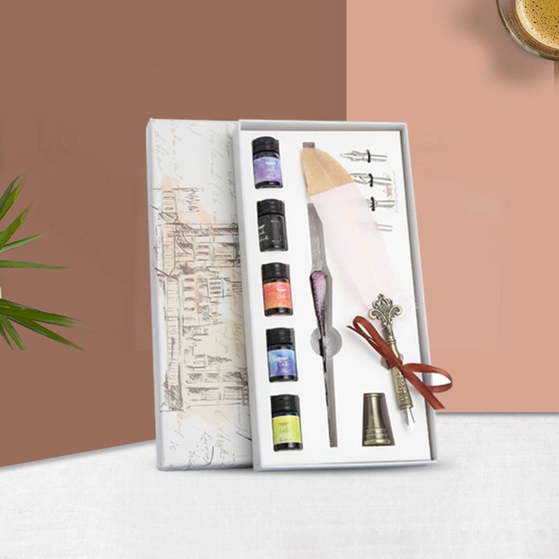 1 set vintage kalligrafie veer dip pen vulpen inktpunt kantoorbenodigdheden