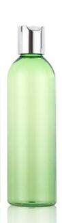 10 stuks/partij 250ml schijfvormige dop fles lege plastic huisdier lotion fles reisformaat plastic flessen voor shampoo: Lichtgroen