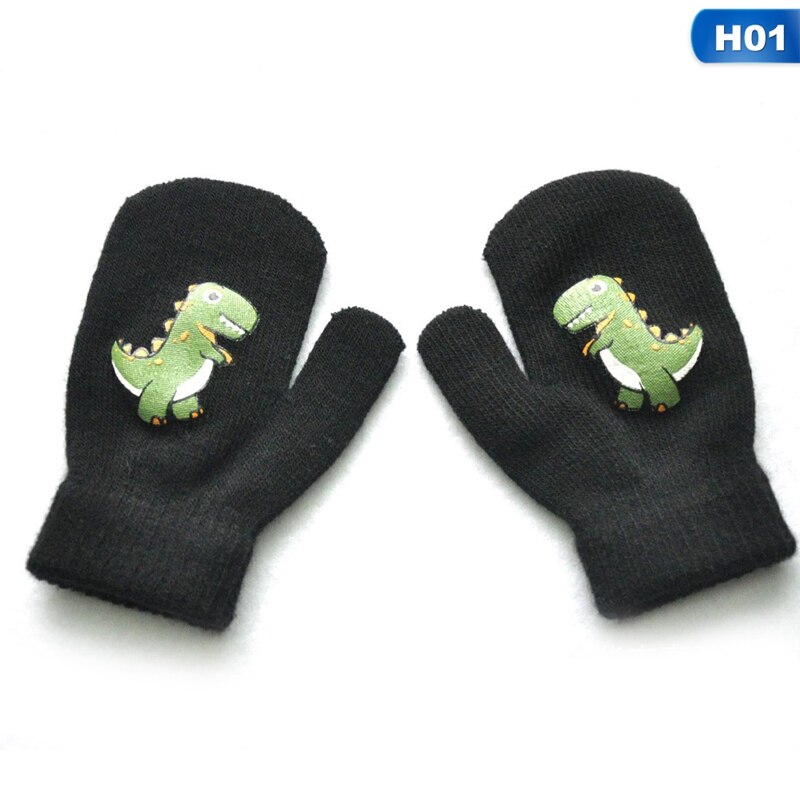 freundlicher Winter warm Und Samt Dick Gestrickte Handschuhe Neugeborenen Niedlichen Karikatur Dinosaurier Gedruckt Warme Fäustling Winter Zubehör: 1