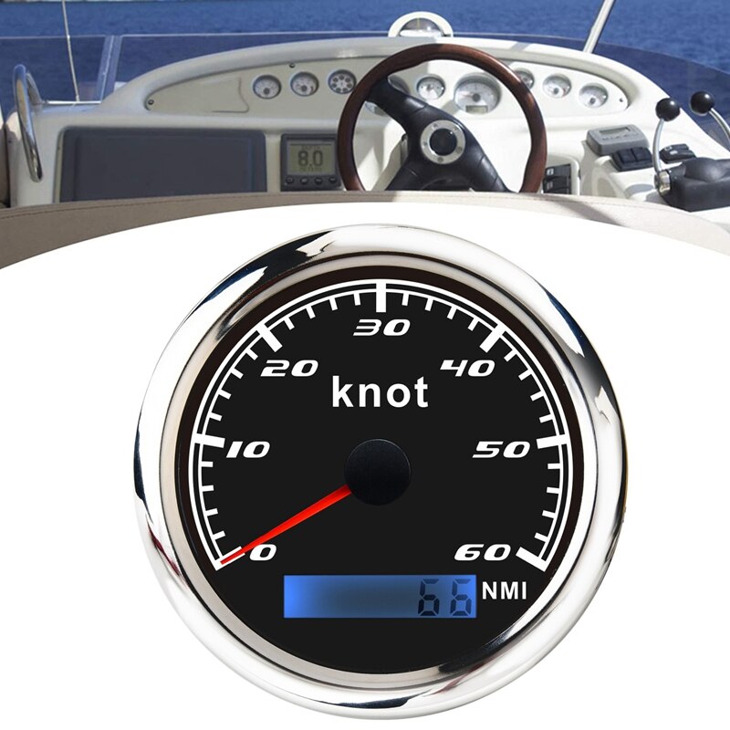 Universal Speedometer 12V/24V Odometer 85mm 60 Knot LCD Hourmeter Tachometer Backlight for Marine Car Motorcycle: green