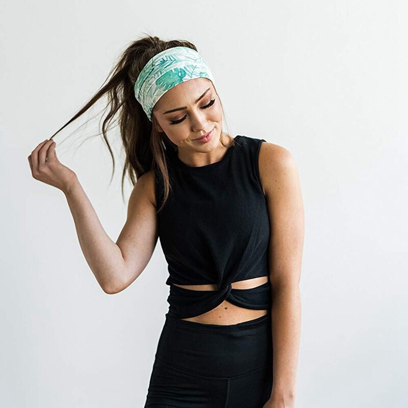 Banda antisudor para yoga, bufanda de ala ancha para mujer, diadema ancha, ligera, transpirable, antideslizante, banda para el sudor con absorción de agua