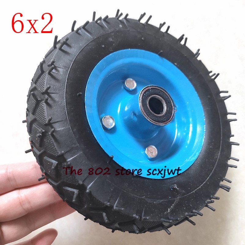 Size 6X2 Inflation Tire Wheel Use 6" Tire Alloy Hub 160mm Pneumatic Tyre Electric Scooter Pneumatic Wheel Trolley Cart Air Wheel