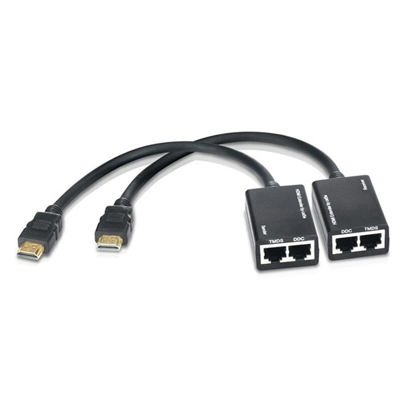 1 Pair HDMI Over RJ45 CAT5E CAT6 Extender Up to 100Ft Cable Support for TV HDMI Extender Transmitter