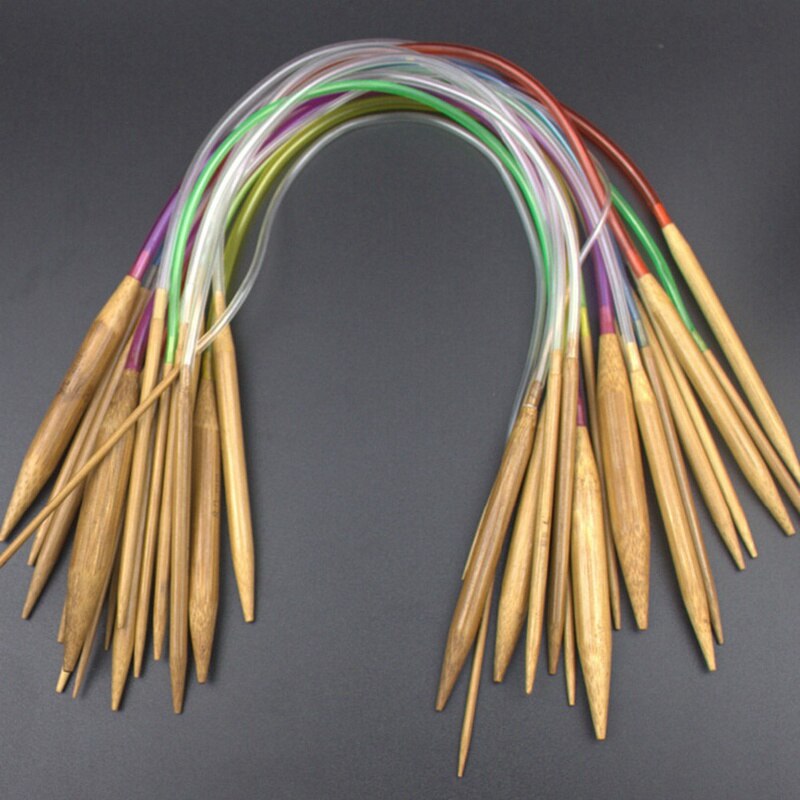 Multicolor tube 18 stuks/set bamboe rondbreinaalden set 40-120cm