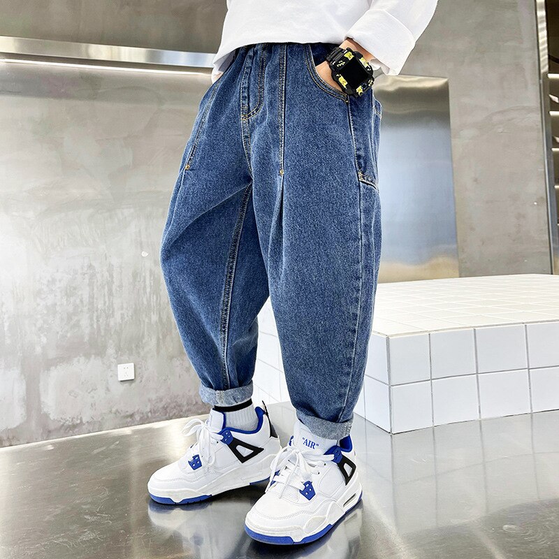 Pantalones vaqueros holgados para niños Y adolescentes, bombachos de , informales, de Color sólido, para primavera Y otoño, 4, 5, 9, 10, 11 Y 12 años: 4