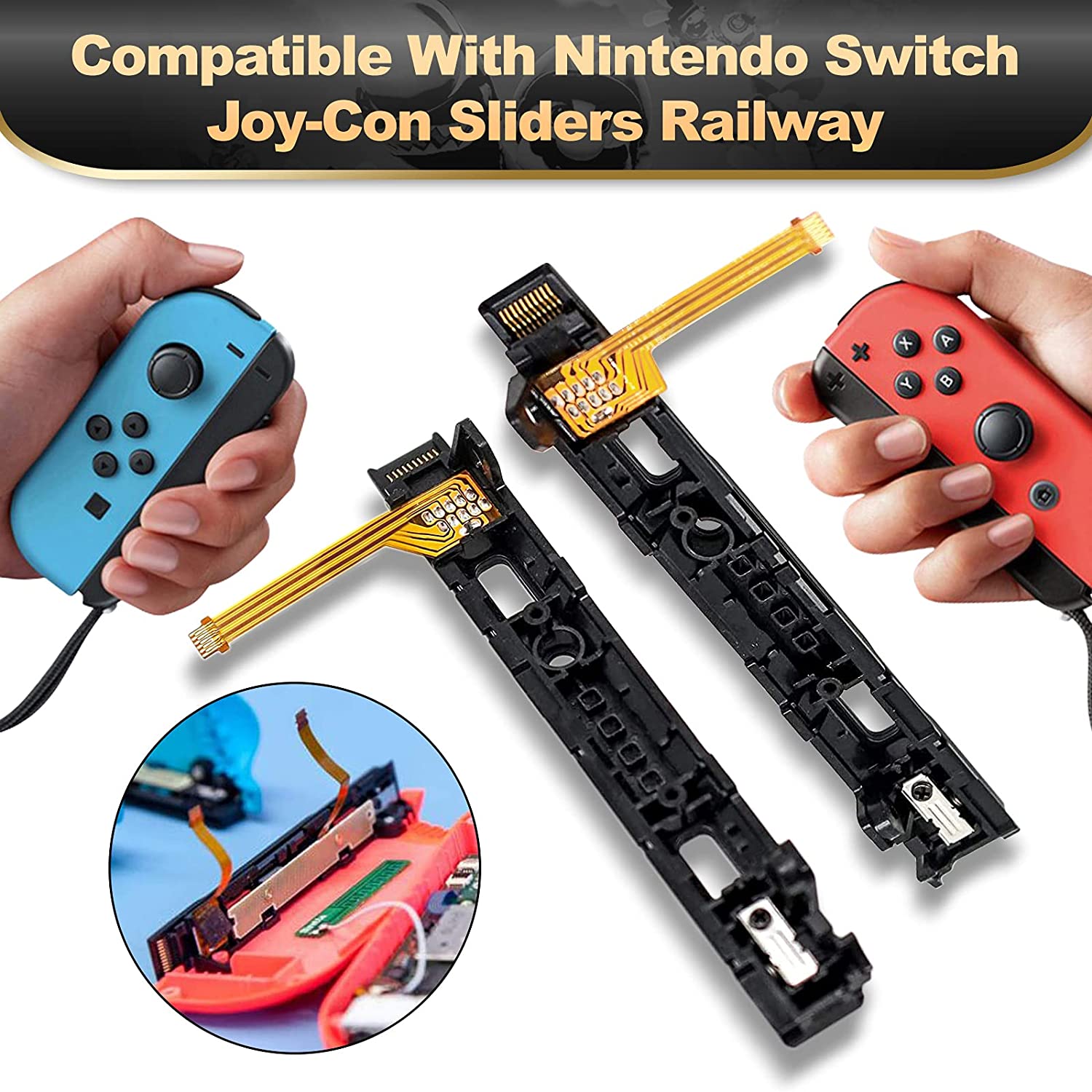 Kit de reparación de repuesto de Joystick NS Joycon 28 en 1, hebillas de Metal deslizantes izquierda y derecha para Nintendo Switch Lite/accesorios Oled
