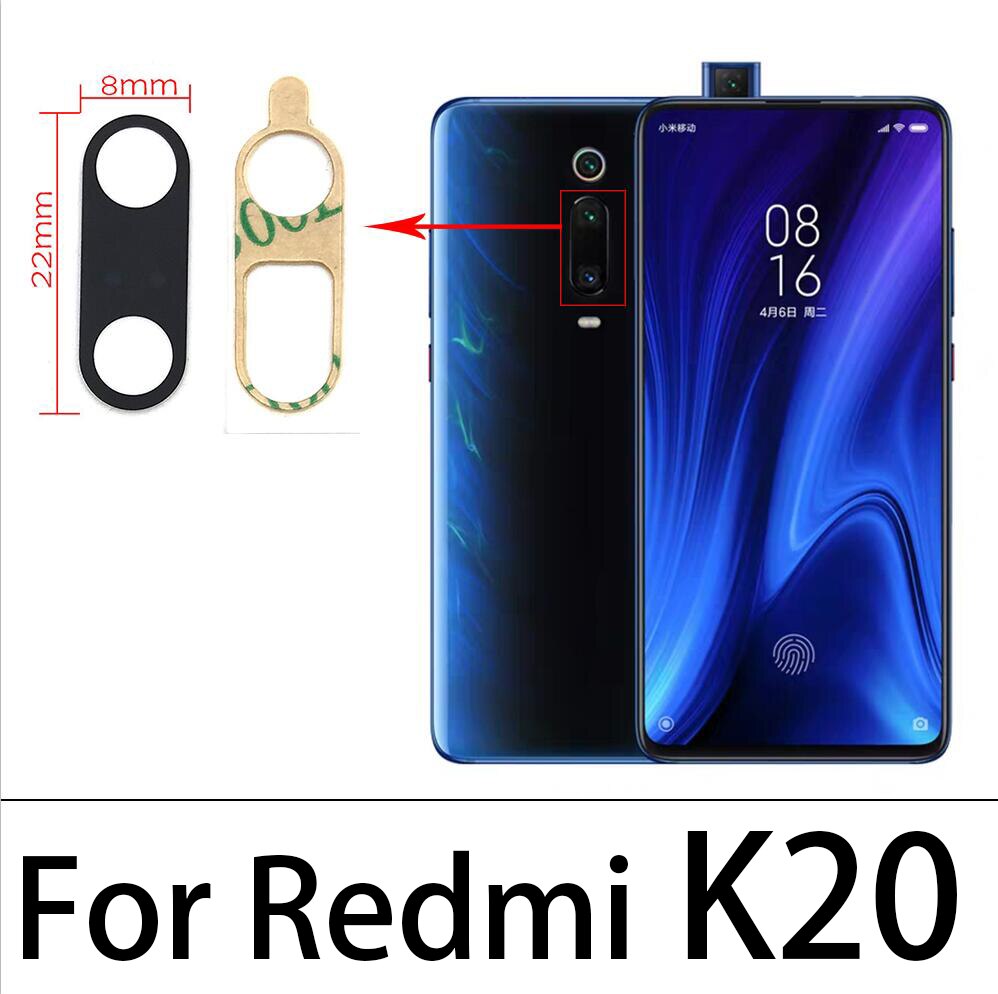 2 stk/parti, til xiaomi redmi  k20 / k20 pro bageste kamera glaslins med lim til xiaomi  mi 9t pro kamera glaslins: K20