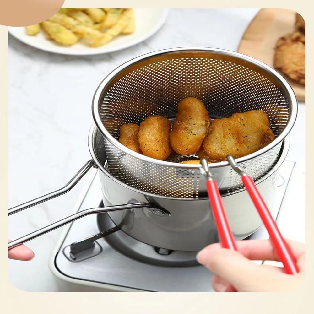Cesta de acero inoxidable 304 para freír, colador de pescado para freír, patatas fritas japonesas, sartén de malla para Pasta, sartén de alambre para cocina, pavo