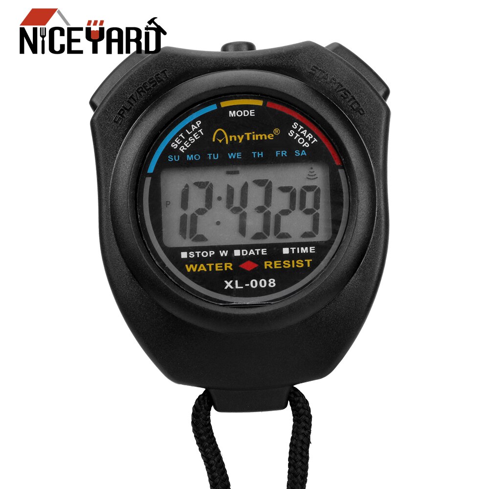 NICEYARD Timers Chronograph Running Counter Sports Timer Clock with Alarm With Strap Handheld Stopwatch Digital LCD