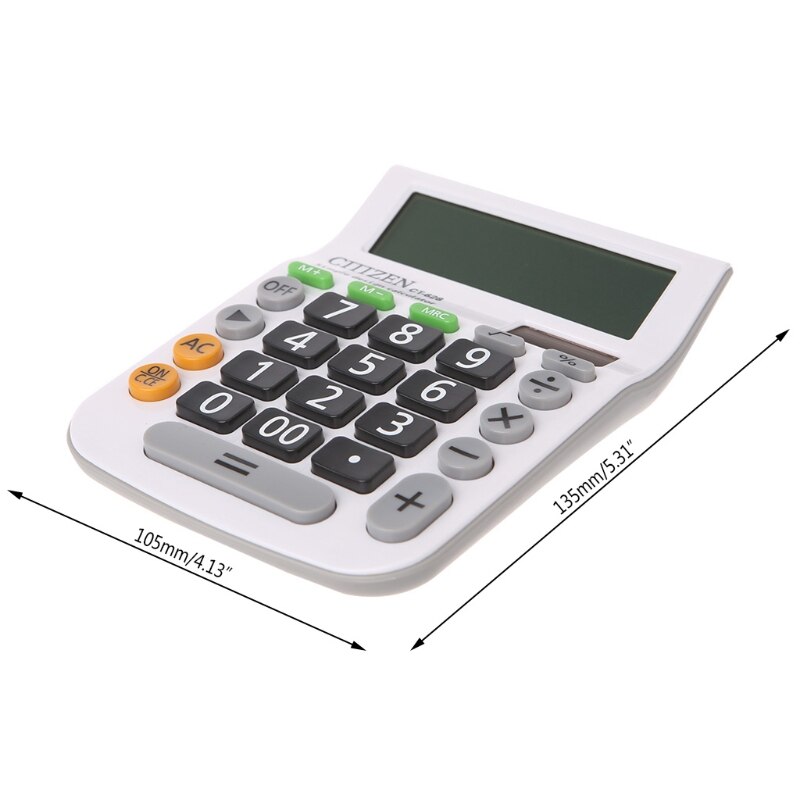 12-Digit Solar Battery Dual Power Large Display Office Desktop Calculator CT-628
