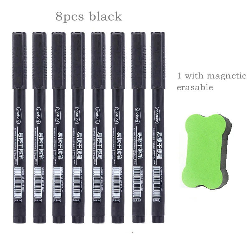 4/8 Stuks Uitwisbare Whiteboard Pen 0.5 Mm Fijne Punt Zwart/Blauw/Rood Schoolbord Marker School kantoor Kunst Schrijven Briefpapier Leraar: Bruin