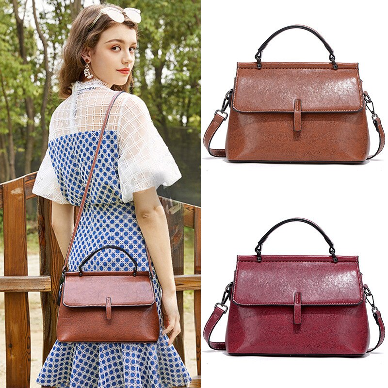 Yiyi's Bag women's bag messenger bag fashionable in autumn and winter, versatile, large capacity leather commuting hand