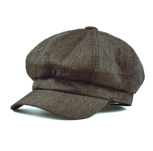 Krantenjongen Dunne Cap Katoen Linnen Baret Hoeden Voor Vrouwen Zomer Vintage Effen Beige Achthoekige Cap Dames Baker Jongen Kunstenaar Cap: Bruin