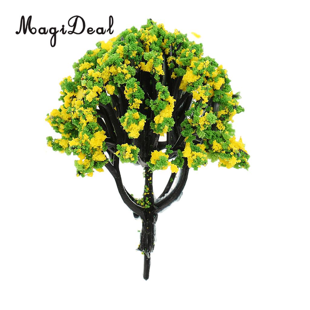 MagiDeal 10Pcs Train Railroad Garden Scene Scenery Landscape Model Trees N Scale with Flowers Model Building Kits Layout 6cm: Green