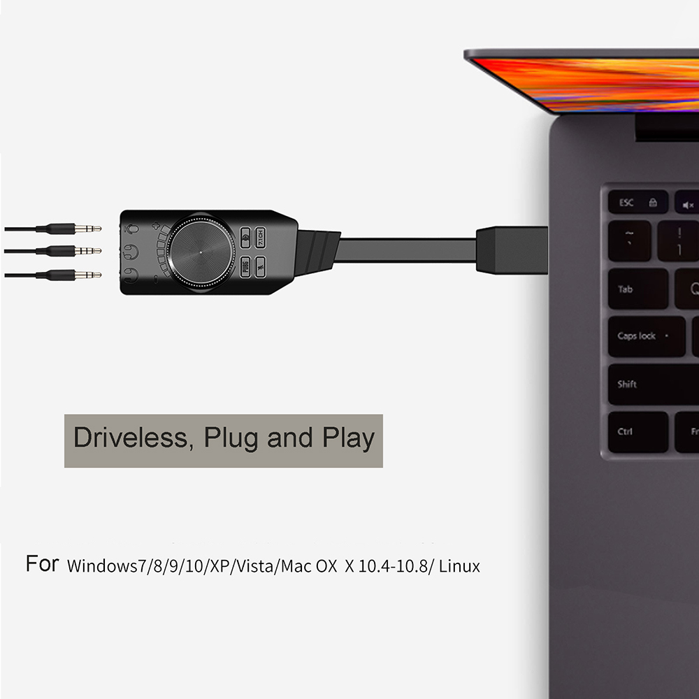 USB7.1 Sound Card Laptop Computer Game Analog 7.1 Audio Channel Output Audio Amplication Module Earphone Microphone Plug Adapter