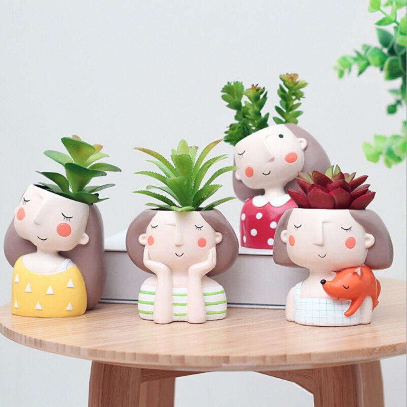 Vetplantenpot bloempot meisje bloempot bloempot maak kleine prinses huis tuin bonsai potten