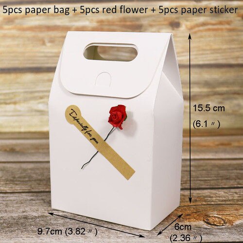 5 st vintage box påse med blomhantverk godis kaklådor skrivbord förvaring papperslåda brevpappershållare för kontorsskola: Vit med ros